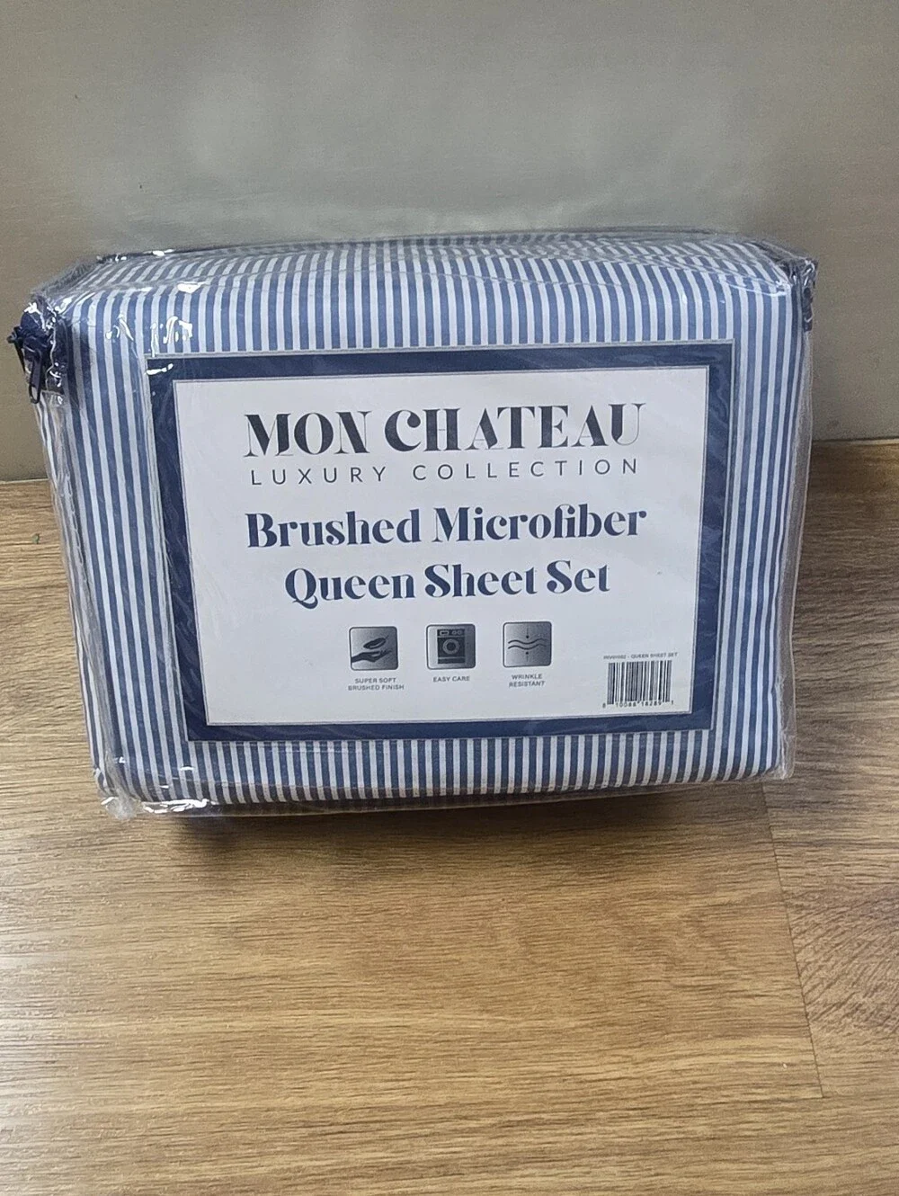 Chateau Navy and White Striped Queen Sheet Set